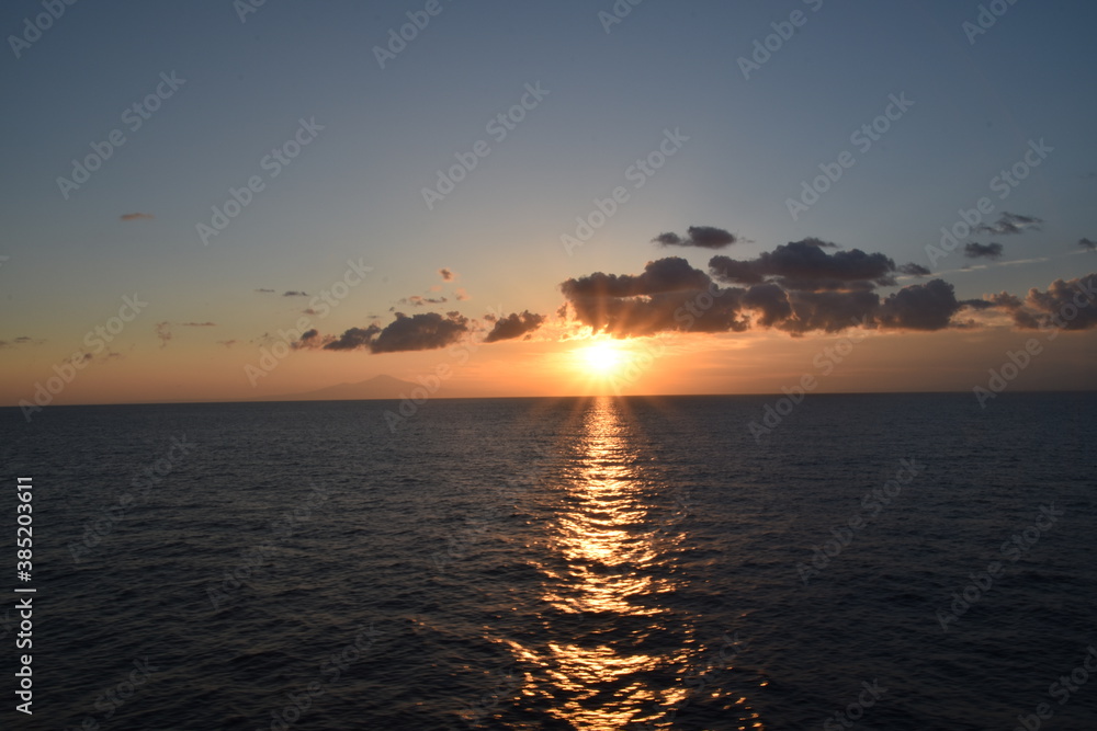 Sunrise from the ship in Hokkaido, Japan