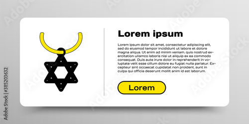 Line Star of David necklace on chain icon isolated on white background. Jewish religion symbol. Symbol of Israel. Jewellery and accessory. Colorful outline concept. Vector.