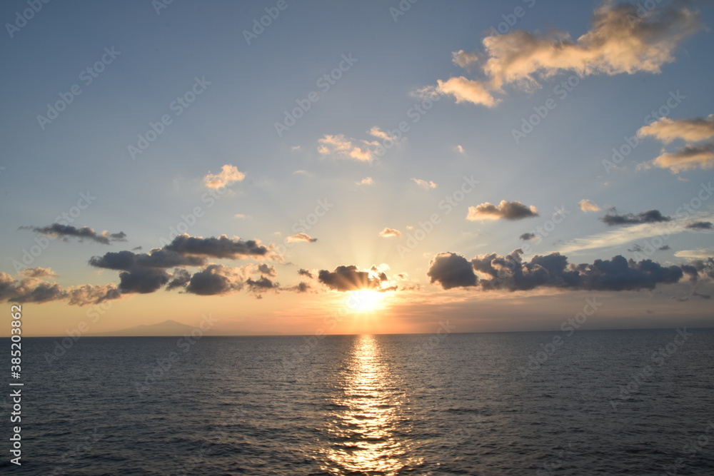 Sunrise from the ship in Hokkaido, Japan
