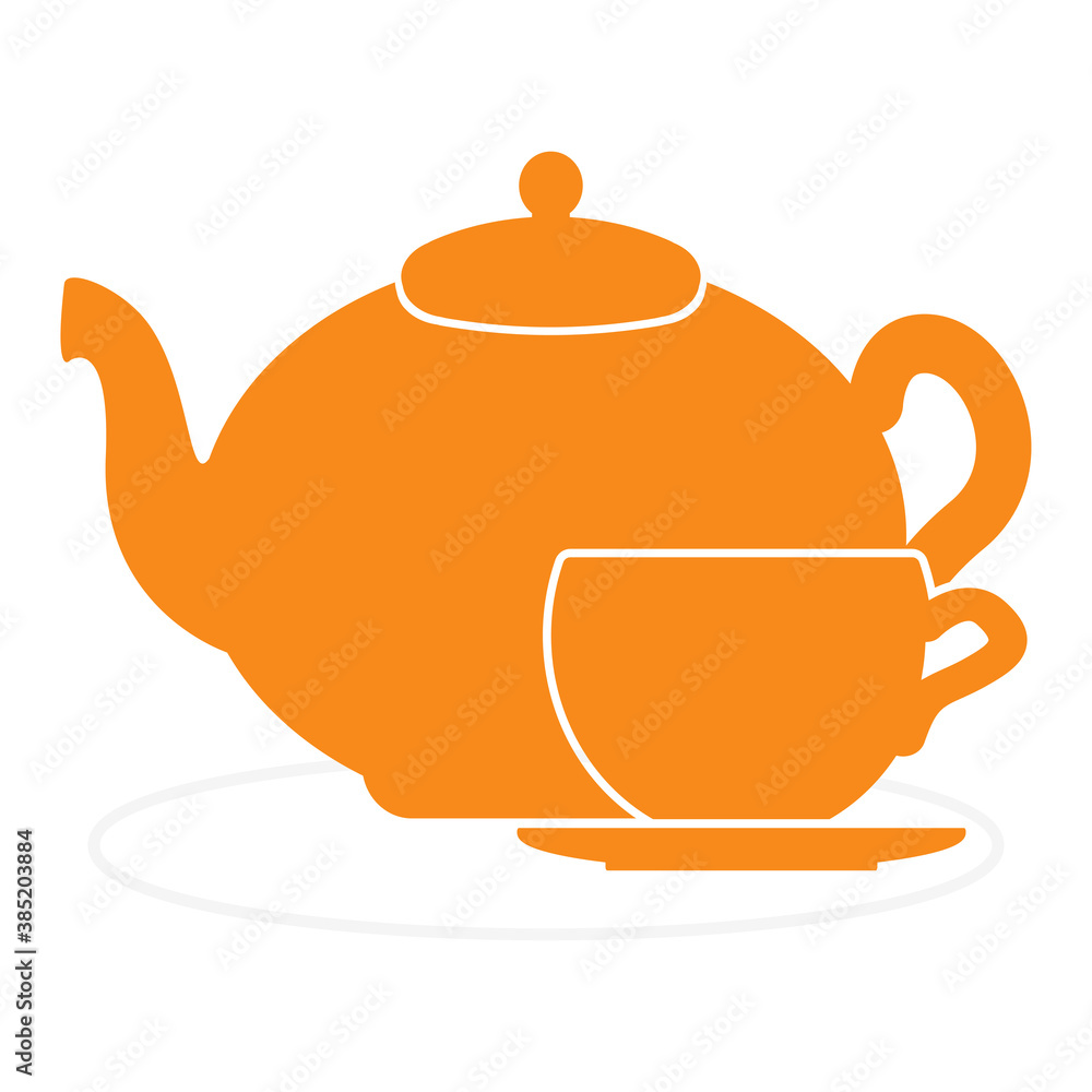 Obraz premium Teapot and cup icon vector illustration design