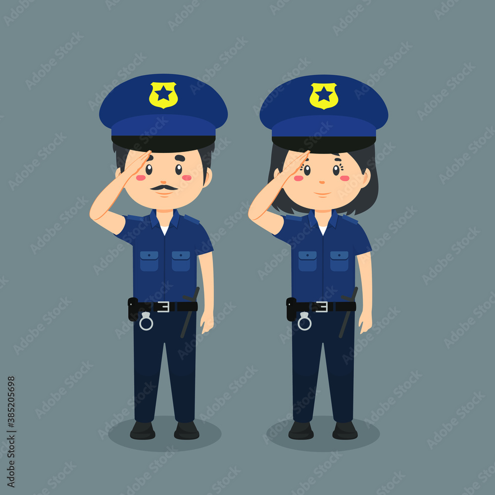 Stock Vector Police Character Set