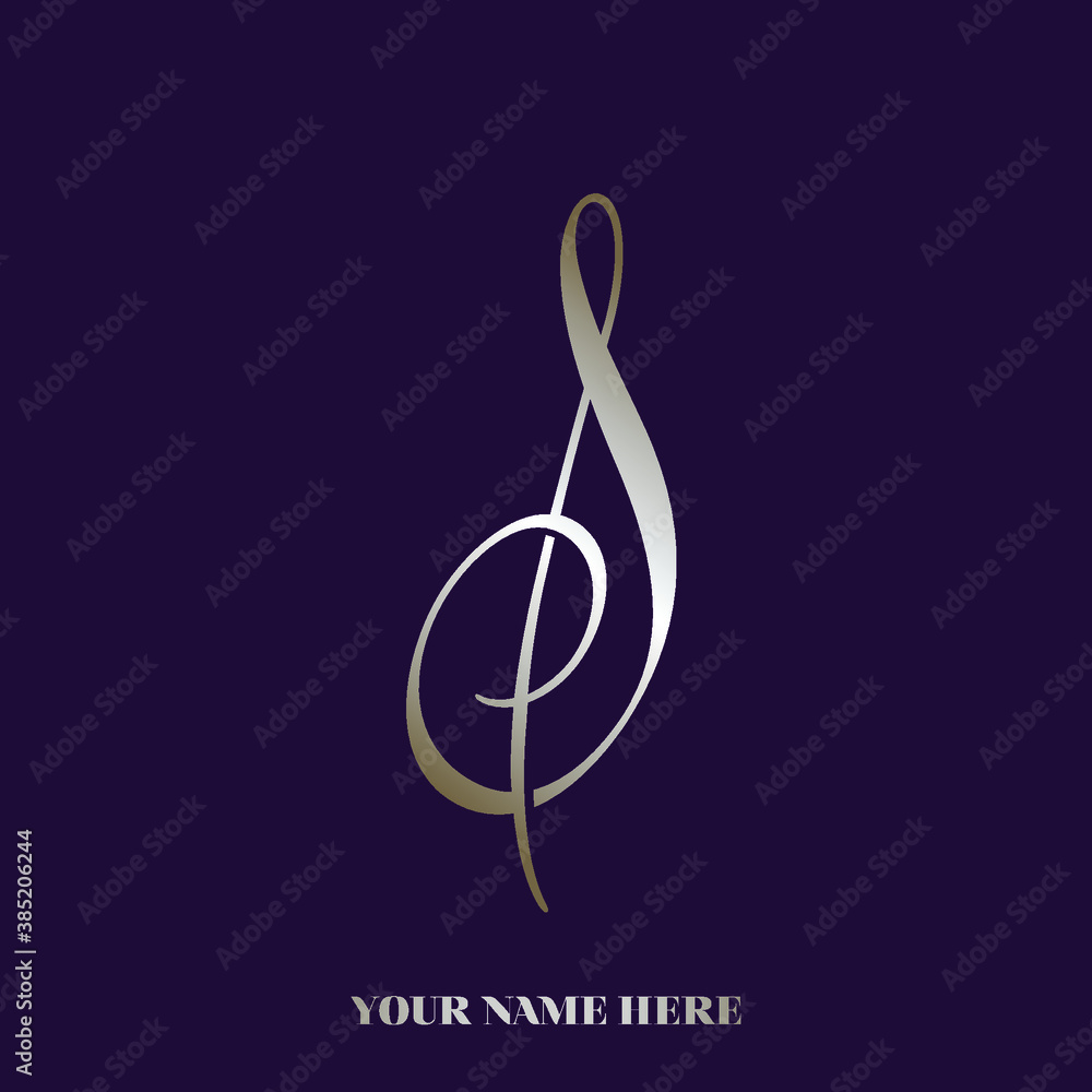 Obraz premium Calligraphic letter S logo.Shiny metallic lettering icon isolated on dark background.Alphabet initial.Character shape.
