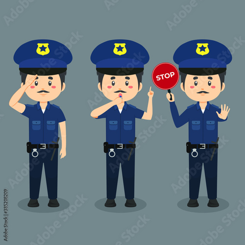 Police Character With Various Activities
