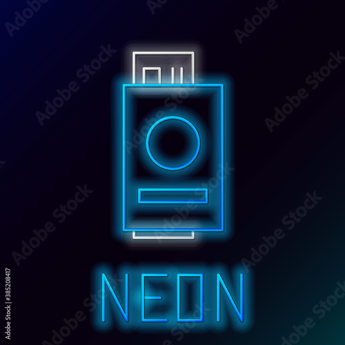Glowing neon line Passport with ticket icon isolated on black background. Identification Document. Concept travel and tourism. Colorful outline concept. Vector.