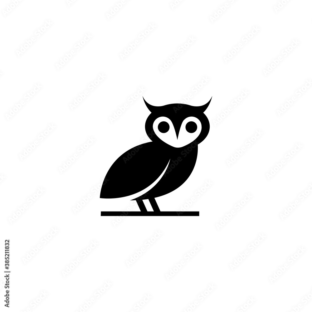 Obraz premium Black Owl Flat Design Vector