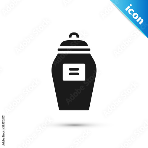Grey Funeral urn icon isolated on white background. Cremation and burial containers, columbarium vases, jars and pots with ashes. Vector.