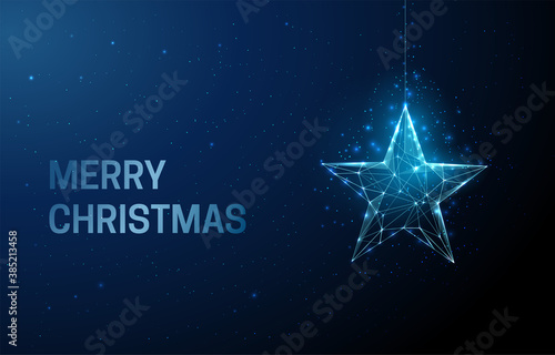 Merry Chistmas greeting card with star christmas toy.