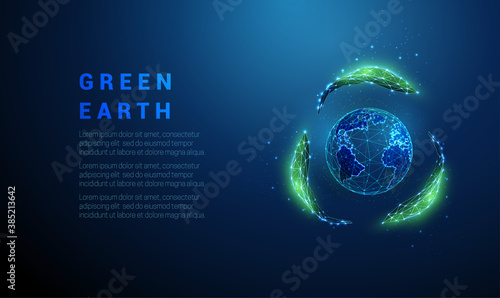Abstract planet earth in recycle sign from leafs.