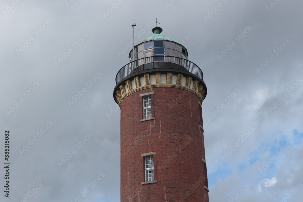 Lighthouse in Cuxhaven, called Lighthouse Hamburg, near Alte Liebe viewing platform. North Germany, Europe.
