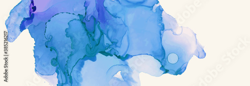 Alcohol ink vector texture banner. Fluid ink abstract background.