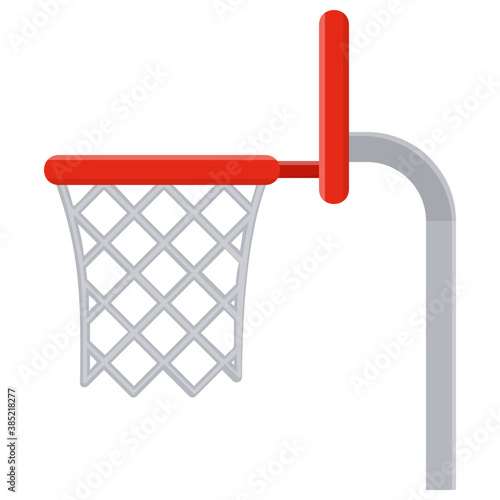
A basketball rim and net basketball hoop vector icon isolated on a white background

