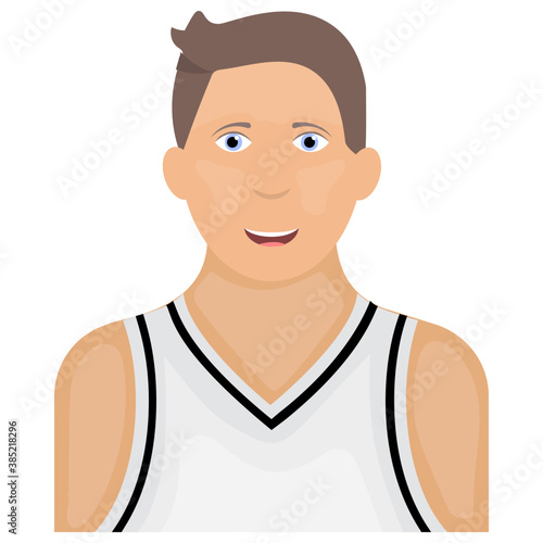 
A human avatar wearing sleeveless vest denoting icon of sportsman

