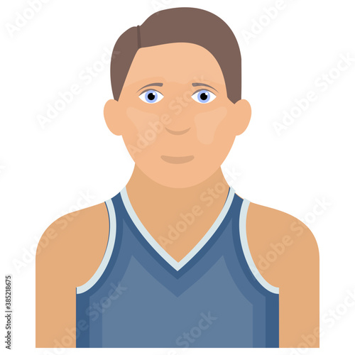 
A human avatar wearing sleeveless vest denoting icon of sportsman
