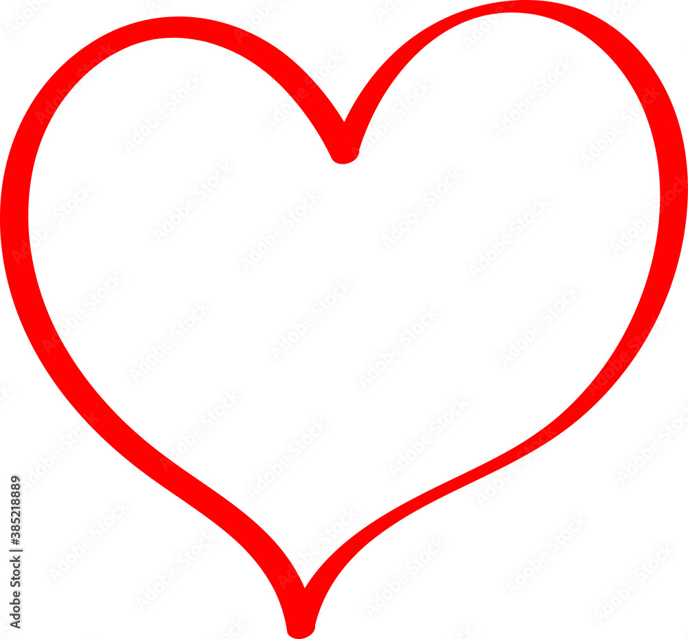 Red heart - outline drawing for an emblem or logo. Template for greeting card for Valentine's Day. Red heart - outline drawing for an emblem or logo. Template for greeting card for Valentine's Day.