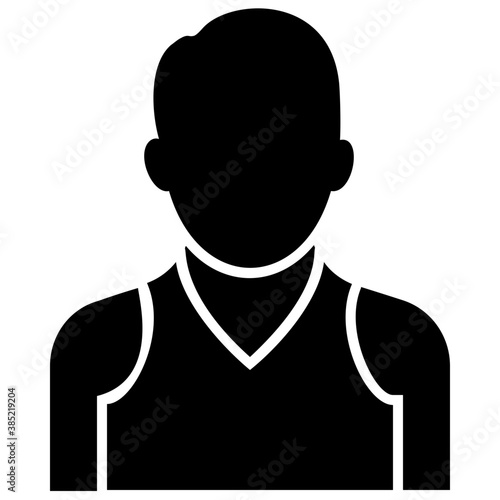 
A human avatar wearing sleeveless vest denoting icon of sportsman
