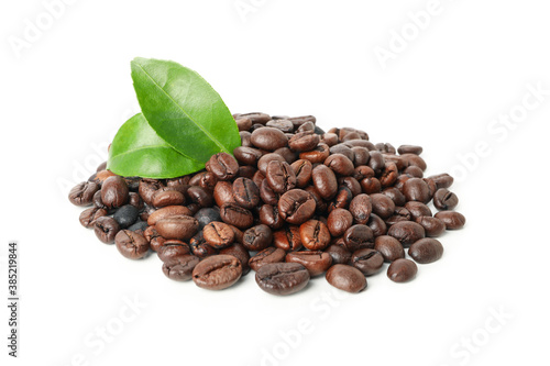 Fresh coffee seeds isolated on white background
