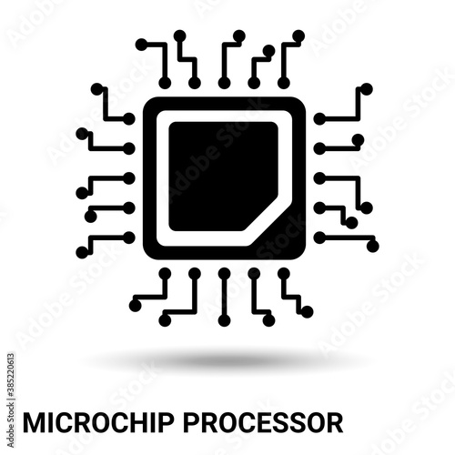 Microprocessor icon. The microprocessor chipset is isolated on a light background. Vector illustration.