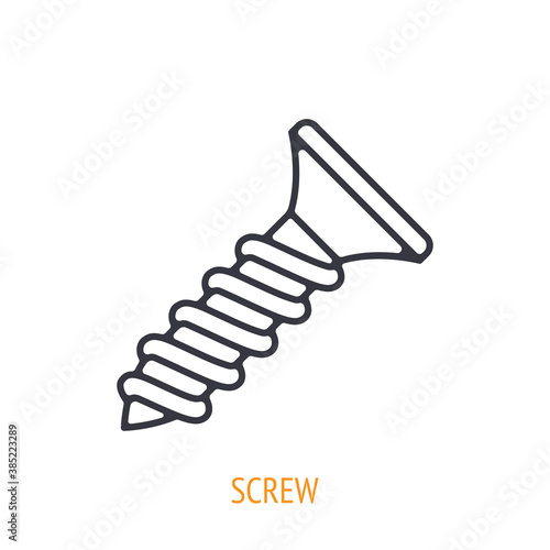 Fastener screw outline icon. Vector illustration. Hand work tools and instrument. Construction industry symbol. Thin line pictogram for user interface. Isolated white background