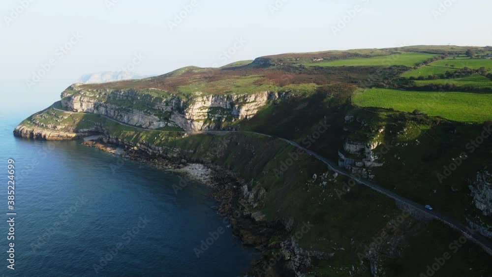 Drone flying over the road on a beautiful rocky mountain, Great Orme Drone flying over the road on a beautiful rocky mountain, Great Orme
