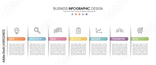 Diagram with 7 steps. Colourful infograph. Vector