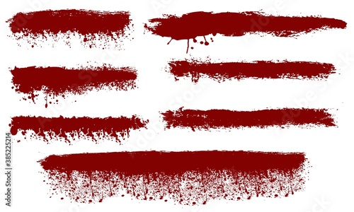 Bloody streaks, red paint splash on a white background.