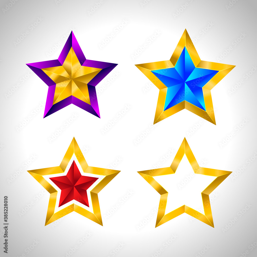 Set of simple gold colorful stars, EPS 10 New year Christmas Set of simple gold colorful stars, EPS 10 New year Christmas
