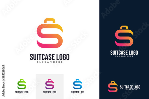 Letter S for modern suitcase logo template design concept. Bag logo vector.
