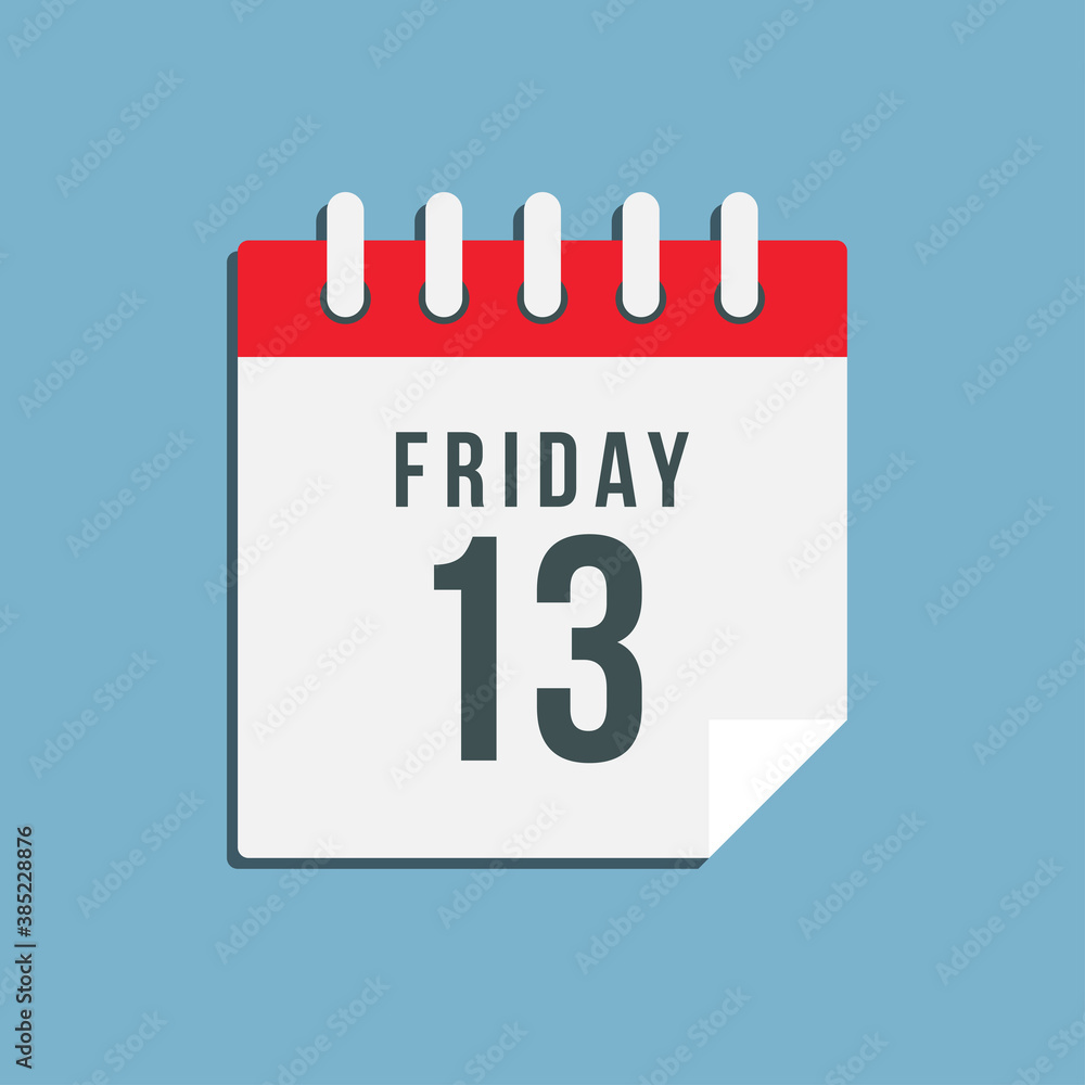 Vector icon day page calendar, date Friday 13 Vector icon day page calendar, date Friday 13