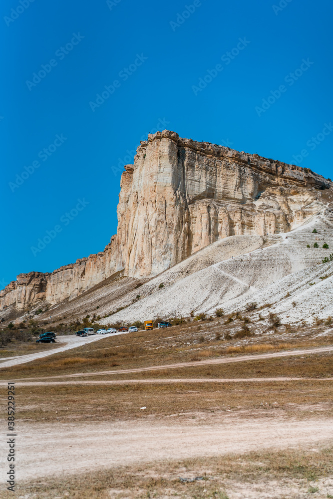 Panoramic view of the famous White rock in Crimea, beautiful landscape for postcards