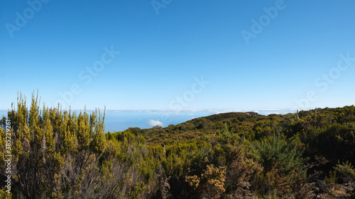 View on the highlands of Reunion Island, with a cloudscape
