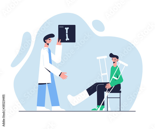 Vector illustration. Medical concept. Appointment with a traumatologist.