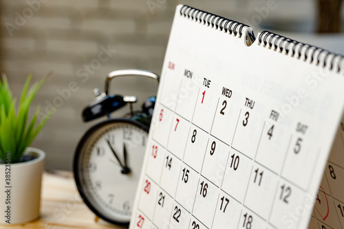 Calendar page close up on office desk