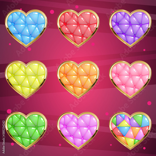 Hearts style vintage border gold with a wave pattern that is bright and shiny.