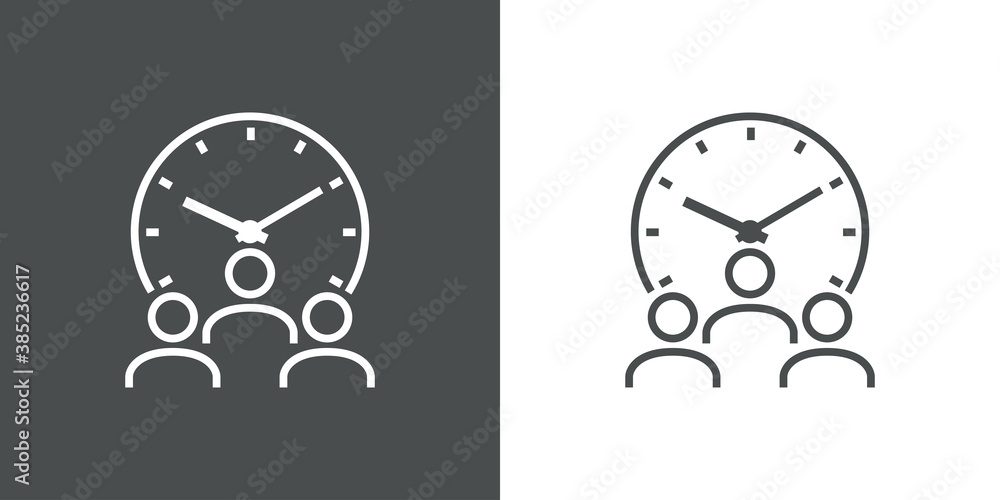 Tiempo De Espera. Horario De Trabajo. Icono Plano Lineal Grupo De ...