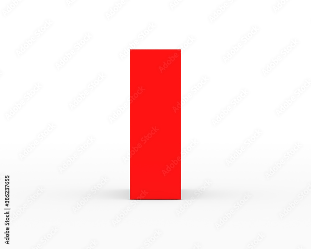 Letter I - red futuristic 3d font standing isolated on white background Letter I - red futuristic 3d font standing isolated on white background