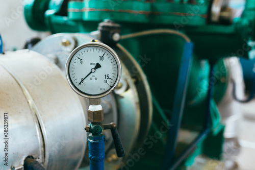 close up of industrial pressure gauge