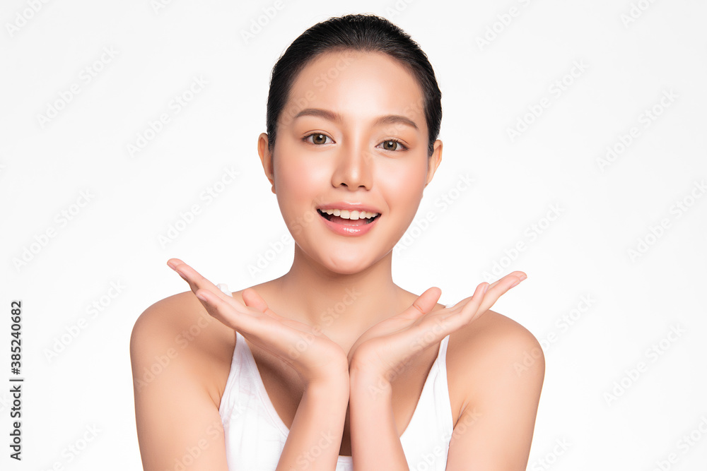 Beautiful young asian woman with clean fresh skin on white background, Face care, Facial treatment, Cosmetology, beauty and spa, Asian women portrait Beautiful young asian woman with clean fresh skin on white background, Face care, Facial treatment, Cosmetology, beauty and spa, Asian women portrait