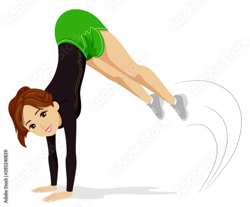 Teen Girl Animal Exercise Monkey Roll Illustration