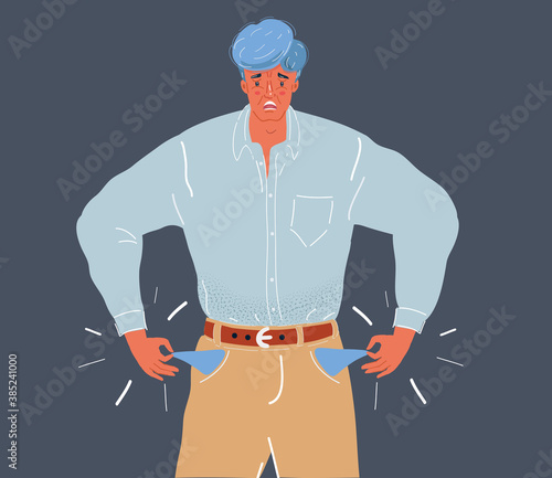 Vector illustration of Poor Man on dark background.