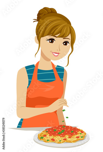 Teen Girl Make Pasta Spaghe...