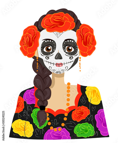 Teen Girl Sugar Skull Costu...