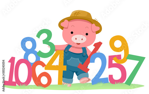 Farm Animal Farmer Pig Numb...
