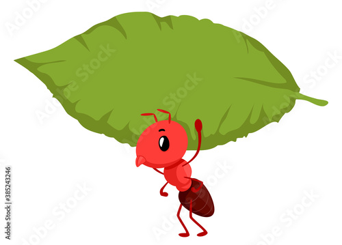 Mascot Ant Carry Leaf Board Illustration