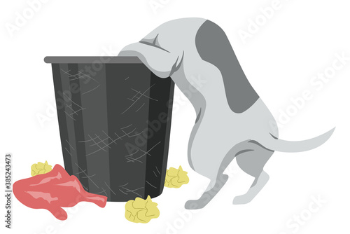 Pet Dog Garbage Bin Illustration