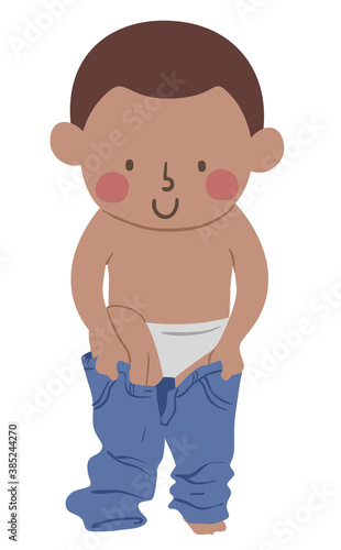 Kid Boy Put On Pants Illustration