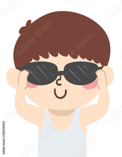 Kid Boy Wear Sunglasses Sum...