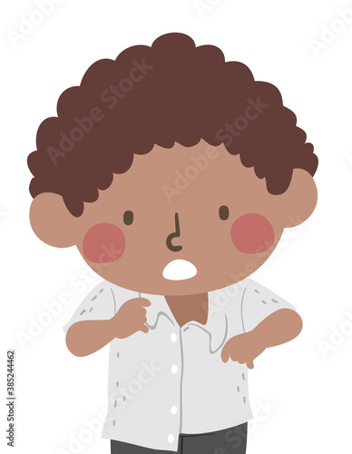 Kid Boy Wrongly Buttoned Illustration