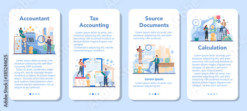 Accountant office manager mobile application banner set.