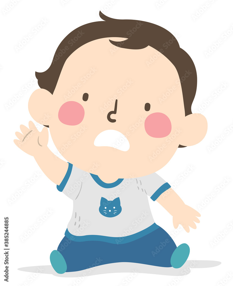 Kid Toddler Boy Gesture Wait Illustration