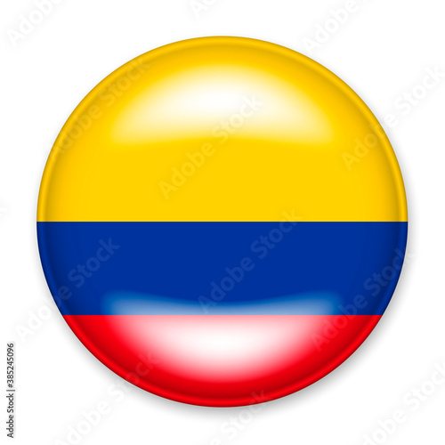 Free Download Flag of Colombia in the form of a round button with a light glare and a shadow. - GFXLoad